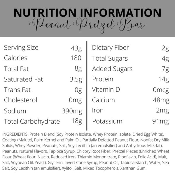 Nutrition Information |Peanut Pretzel Bar | South Ogden, UT | Timeless Med Spa