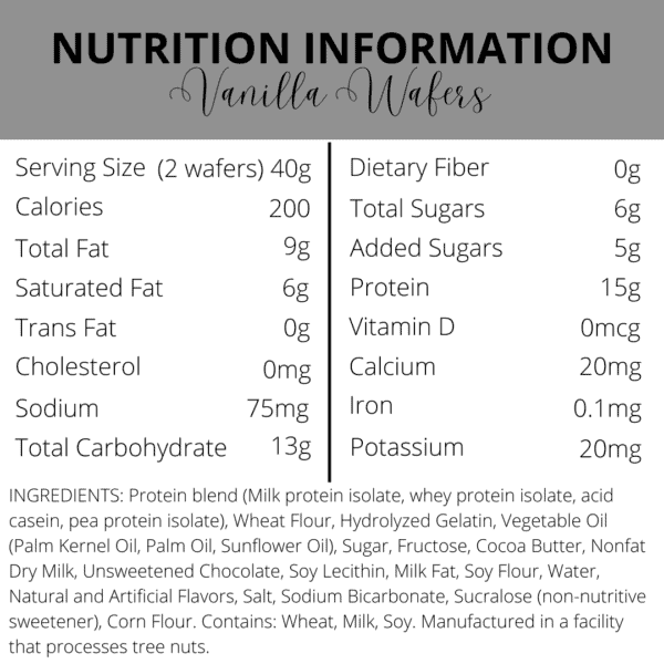 Nutrition Information | Vanilla Wafers | South Ogden, UT | Timeless Med Spa