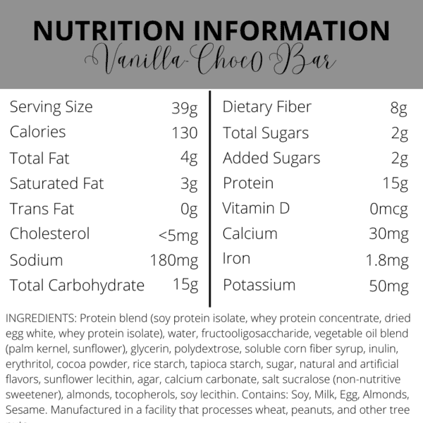 Nutrition Information | Vanilla Crisp Protein Bar | South Ogden, UT | Timeless Med Spa