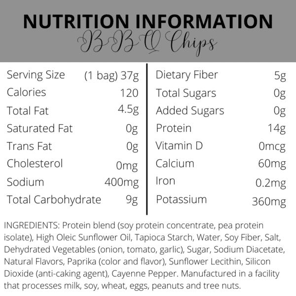 Nutrition Information | BBQ Chips | South Ogden, UT | Timeless Med Spa