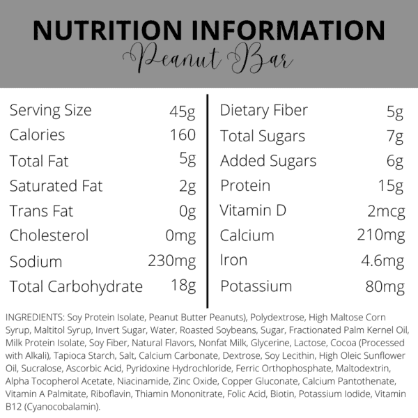 Nutrition Information | Peanut Bar | South Ogden, UT | Timeless Med Spa