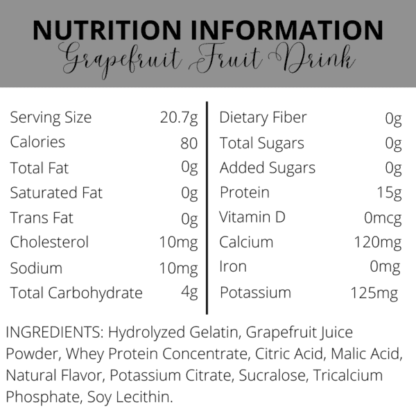 Nutrition Information | Grapefruit Fruit Protein Drink | South Ogden, UT | Timeless Med Spa