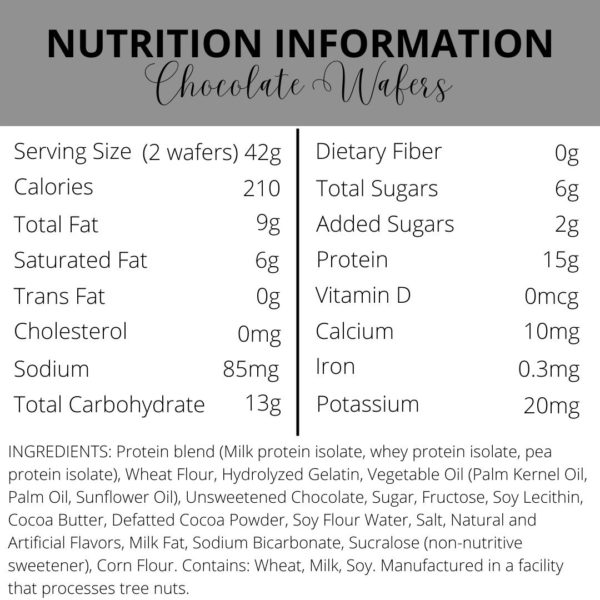 Nutrition Information | Chocolate wafers | South Ogden, UT | Timeless Med Spa