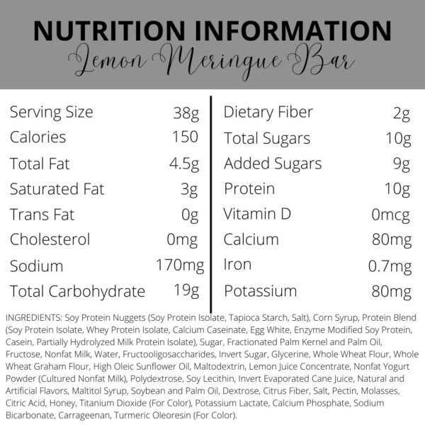 Nutrition Information | Lemon Meringue Protein Bars| South Ogden, UT | Timeless Med Spa