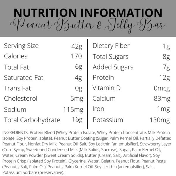 Nutrition Information | Chewy Peanut Butter & Jelly Protein Bars | South Ogden, UT | Timeless Med Spa